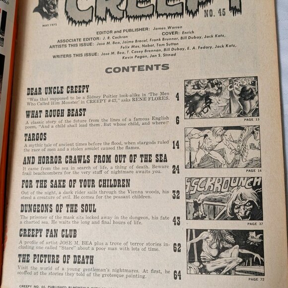 1972 CREEPY HORROR MAGAZINE VINTAGE BACK ISSUE #45 DUNGEONS OF THE SOUL BOOK - Picture 4 of 16